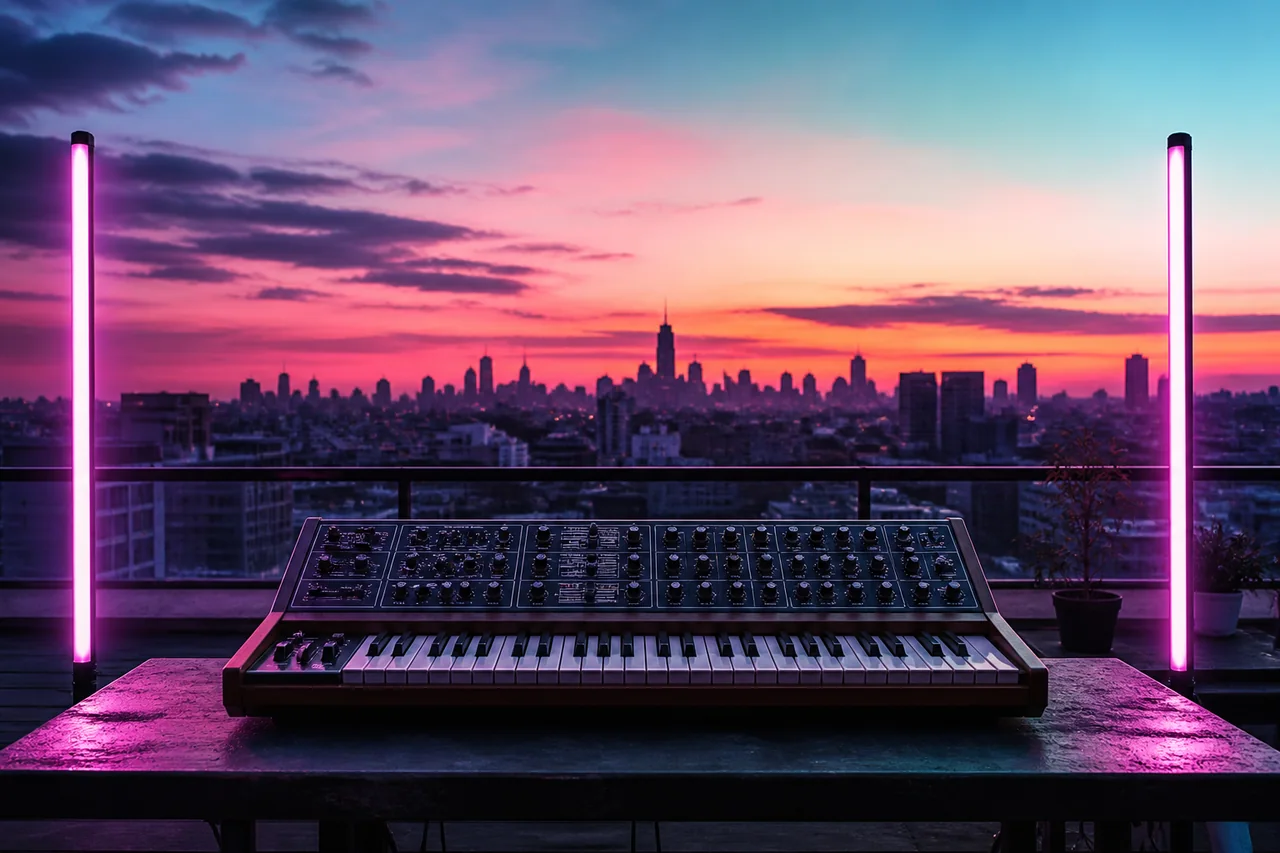 Neon Sunrise synthwave track cover